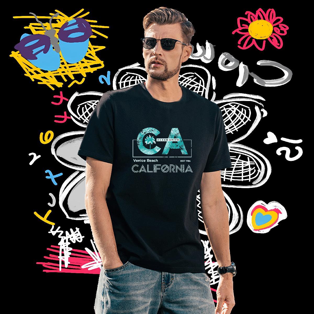 Casual New Men T Shirts 230g 100% Cotton tree Street Tops Crew Neck Unisex Tshirt for Man Woman Plus Size Custom