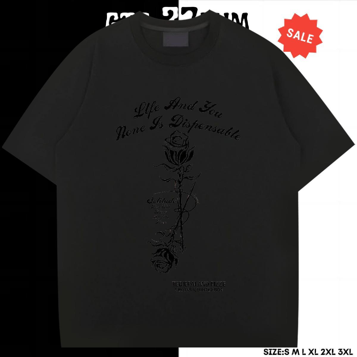 Unisex Men Tshirts 100% Cotton 230g Street wear Hip Hop ROSE Plus Size Custom Breathable Brand Mens T Shirts Polos