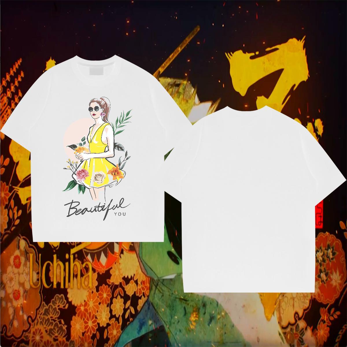 Mens T Shirts 230g 100% Cotton person Hip Hop Breathable Short Sleeve Floral Print Tshirts New Designer Loose Fit Clothes