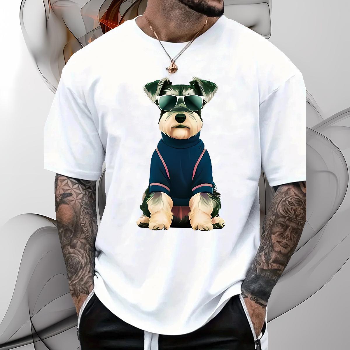 2024 Designer T Shirts Men 230g Pure Cotton dog Street Wear Clothings Breathable Short Sleeve Loose Fit Men Tops Tees Floral Print