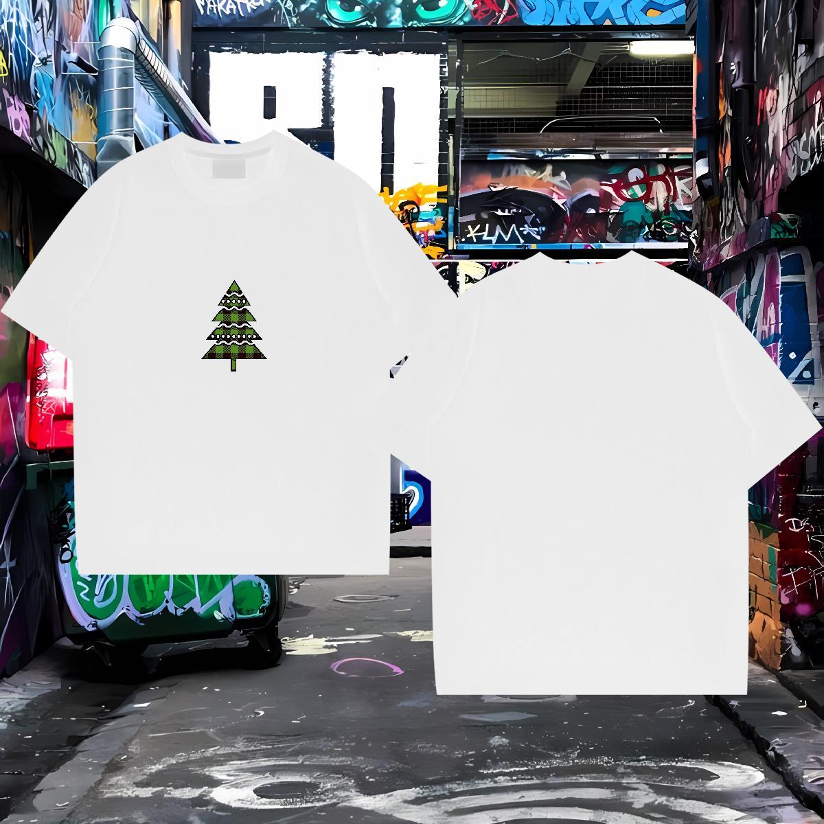 T-Shirts for Men 230g 100% Cotton Christmas Hip Hop O-Neck Short Sleeve Plus Size Cartoon Mens Tshirts New Designer Cool Top Tees