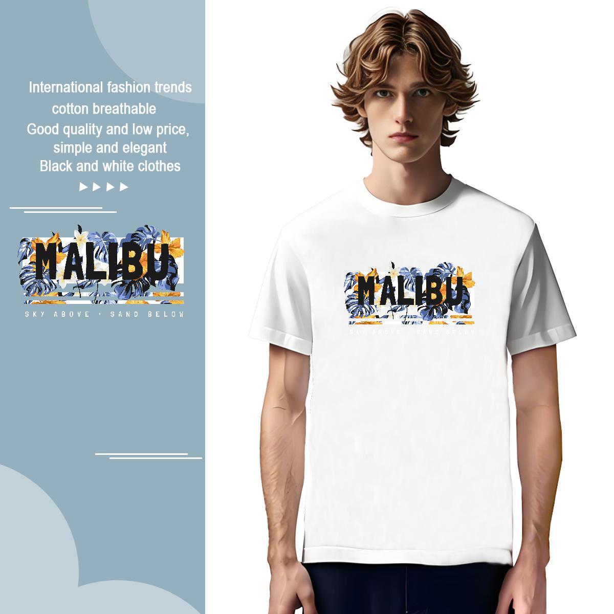 T-Shirts for Men 230g 100% Cotton flower Hip Hop Breathable Crew Neck Asian Size Mens Tshirts New Arrival Cool Clothes