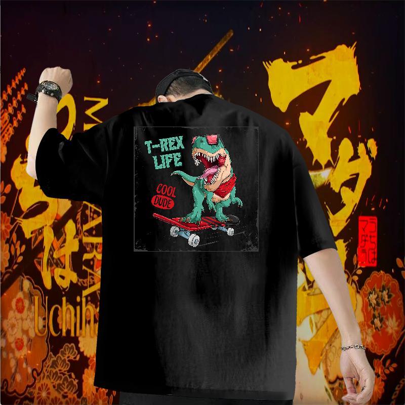 Classic T shirt 230g Cotton dinosaur Daily Wear Tee Shirt Breathable Short Sleeve Designer Men Tshirts DIY Logo Oversized