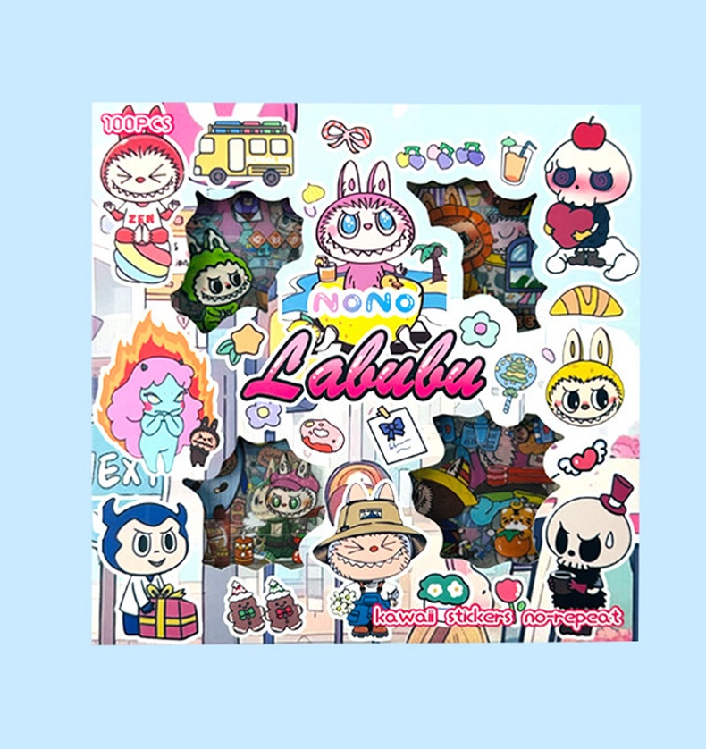 Cute canvas box stickers with 100 sticker patterns and rich styles for children's DIY accounting stickers