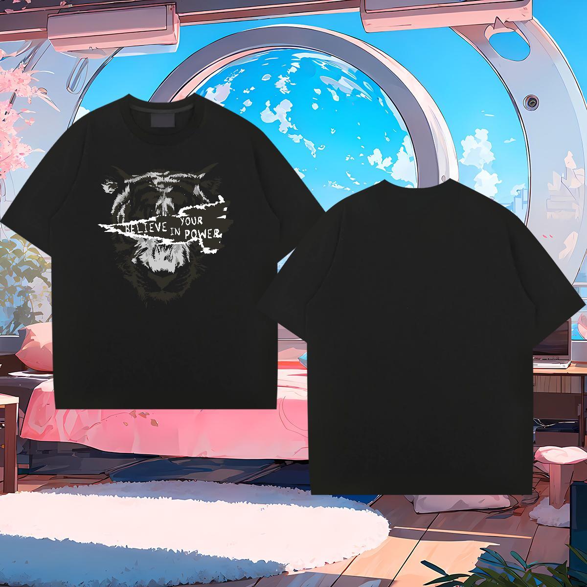 Men T Shirts 230g 100% Cotton tiger Home Outdoor Crew Neck Asian Size Tshirt for Man Woman Brand TOP Quality Tshirts