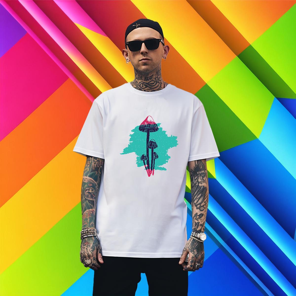 Unisex Men Tees 230g Cotton Spring Summer mushroom Plus Size Cartoon Breathable Short Sleeve Designer T Shirts Men Clothings