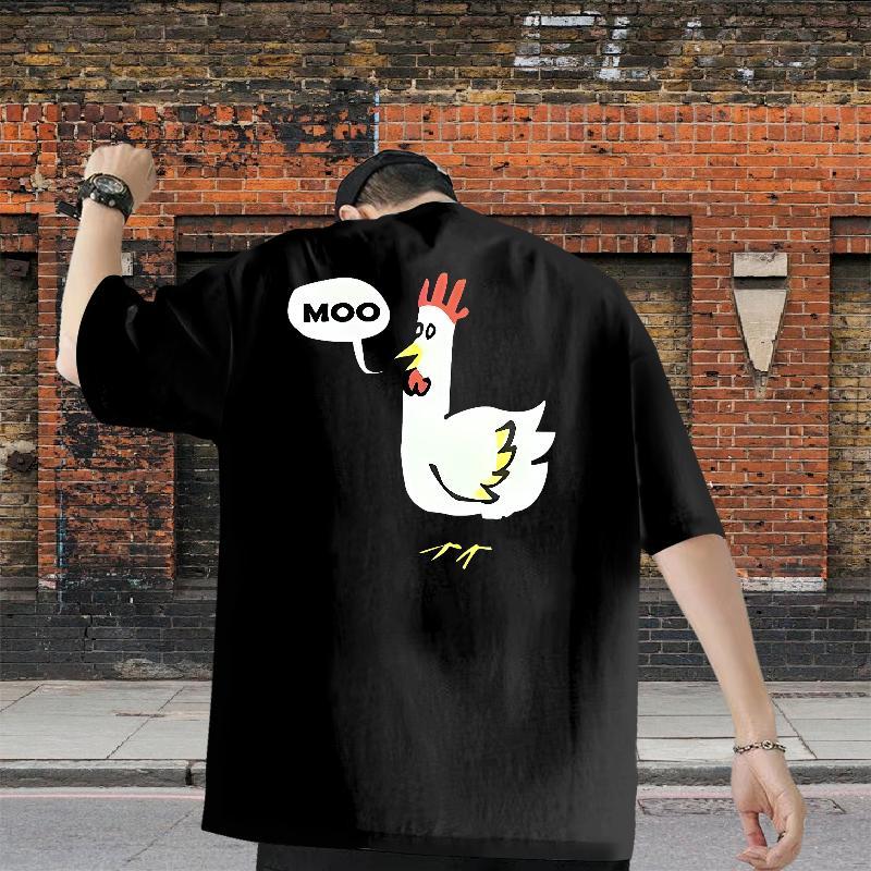 Wholesale T Shirts Men 230g 100% Cotton chicken Outdoor Tops Short Sleeve O-Neck High Quality Men Clothes T-Shirt Oversized 4XL