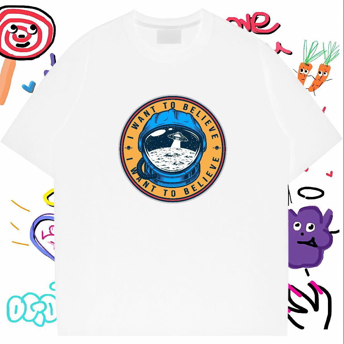 Mens T Shirts 100% Cotton 230g universe Daily Outfit Round Neck Short Sleeve Custom Big Size Men Tees Fashion New Brand Tee Shirt