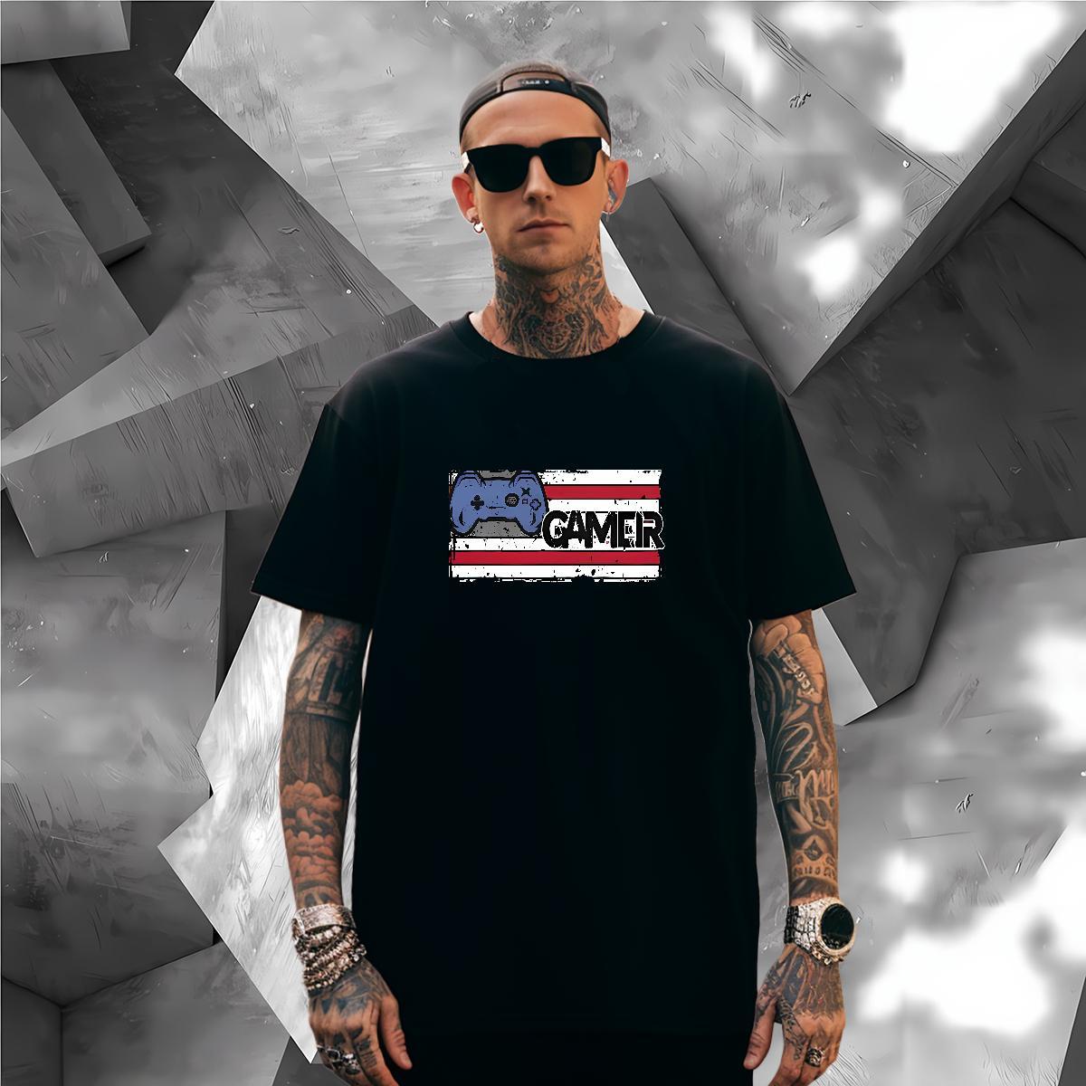 T shirt 230g 100% Cotton play games Spring Summer Short Sleeve O-Neck Oversized Men Tees Wholesale Soft Clothings