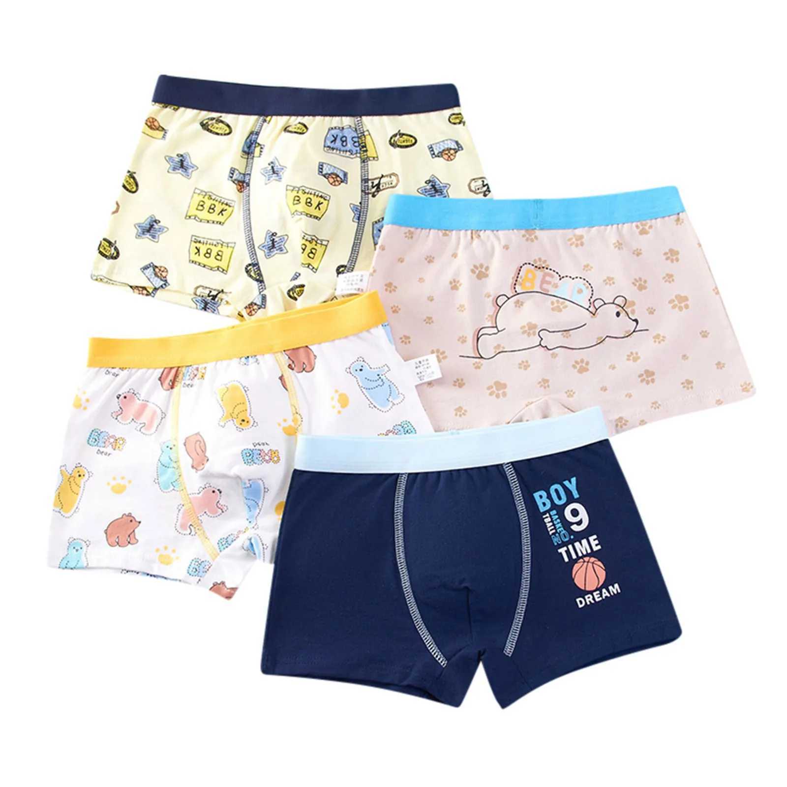 4 Hair Boys Printed Boxing Underwear Cute Cartoon Dinosaur Stripe Printed Childrens Underwear Baby Boys ShortsW240715