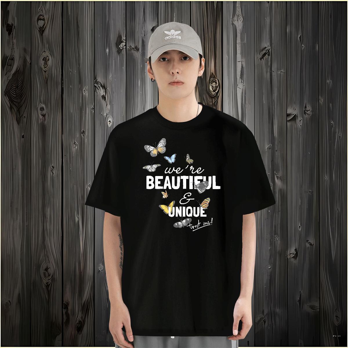 Man T Shirts 230g 100% Cotton Butterfly Sports Casual Pure Cotton Cartoon Printing L-4XL Men Tees Factory Direct Loose Tshirts
