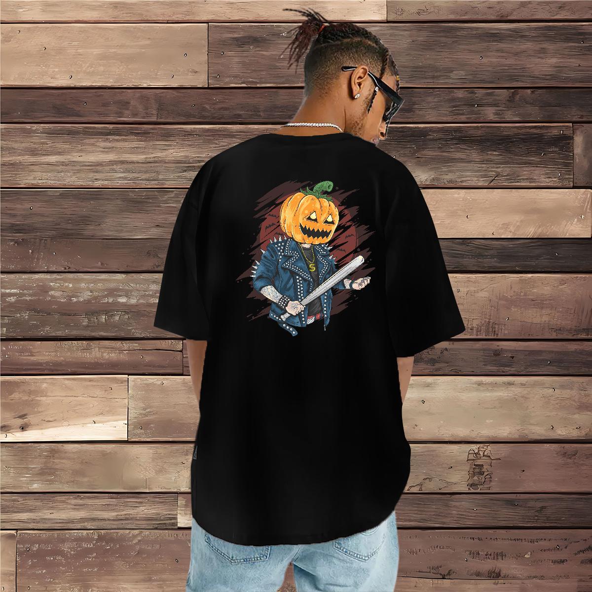 Fashion New Men T Shirts 230g Pure Cotton pumpkin Home Outdoor Tees Shirts Short Sleeve O-Neck Cool Design Men Tops Tees Custom Print Oversized