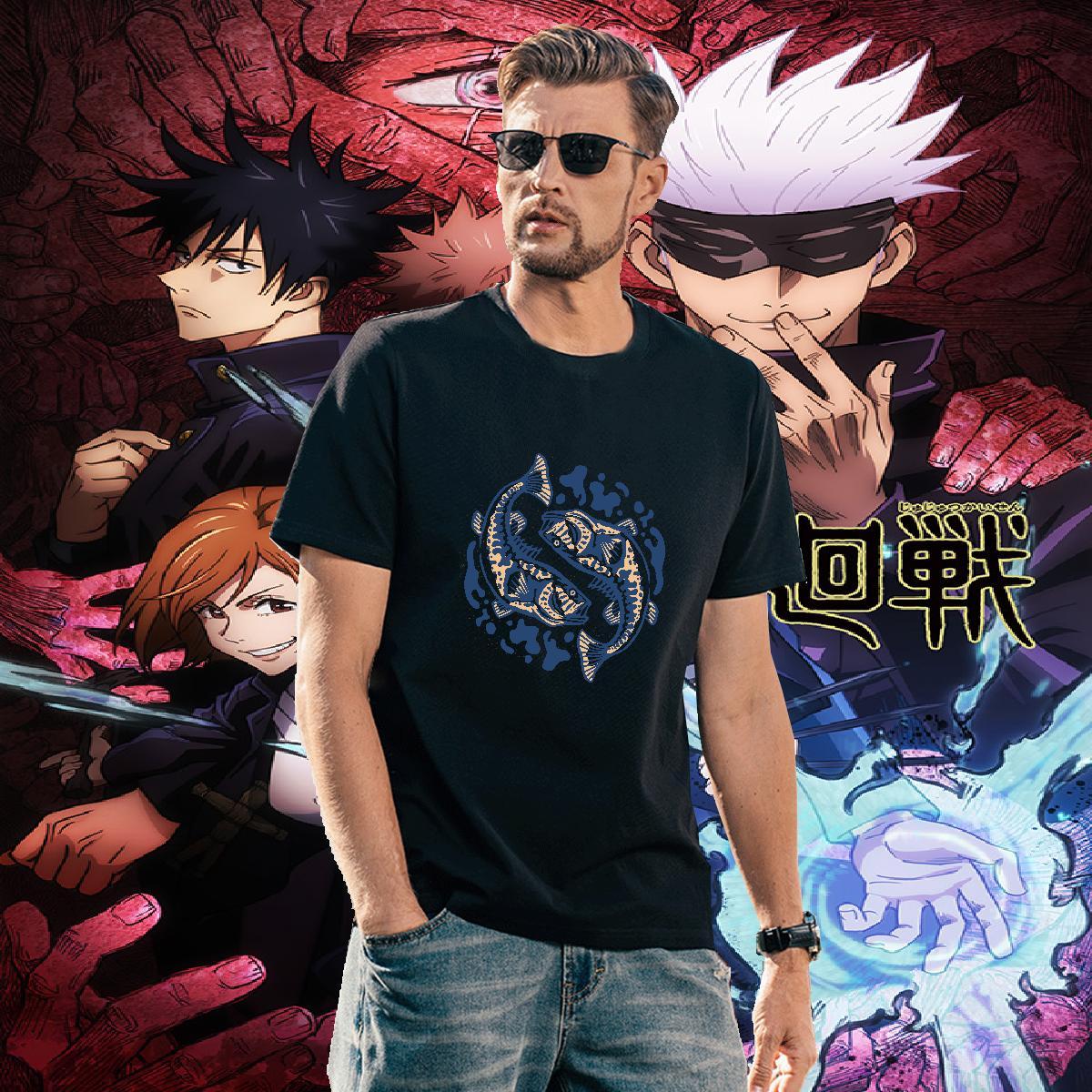 Unisex Men Tshirts 230g Cotton fish Men T Shirts Beach Pure Cotton Black Oversized Designer Top Tees