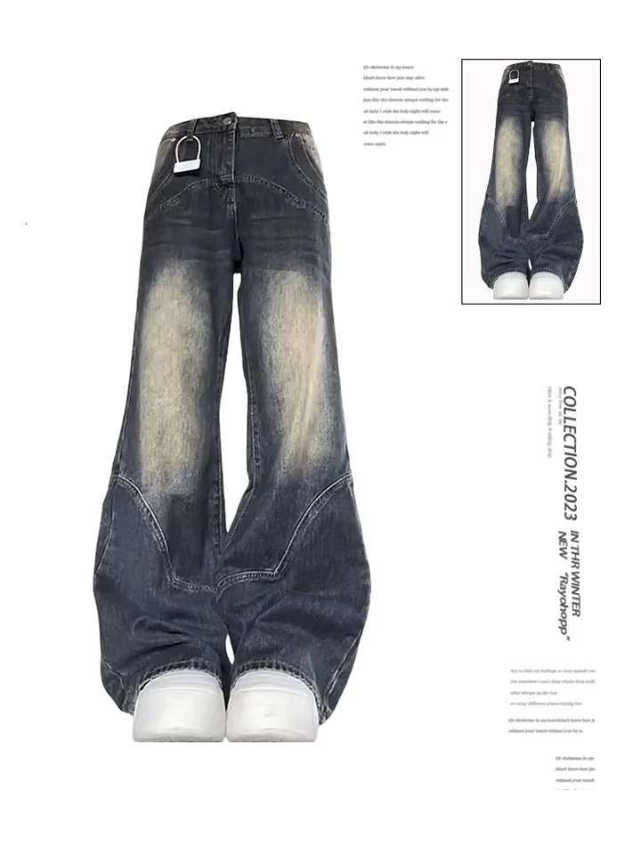 Womens Blue Y2k Jeans Baggy Harajuku Aesthetic Oversize Denim Trousers Vintage Jean Pants Japanese 2000s Style Trashy Clothes 240806