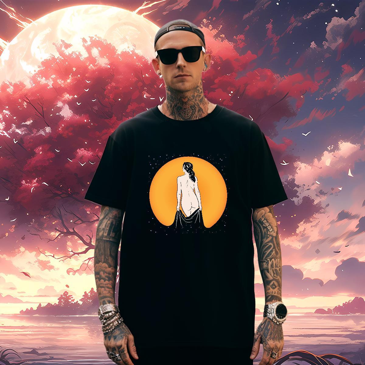 Mens T Shirts 230g Cotton portrait Summer Casual Short Sleeve Soft Anime Men Tees New Classic Tshirts