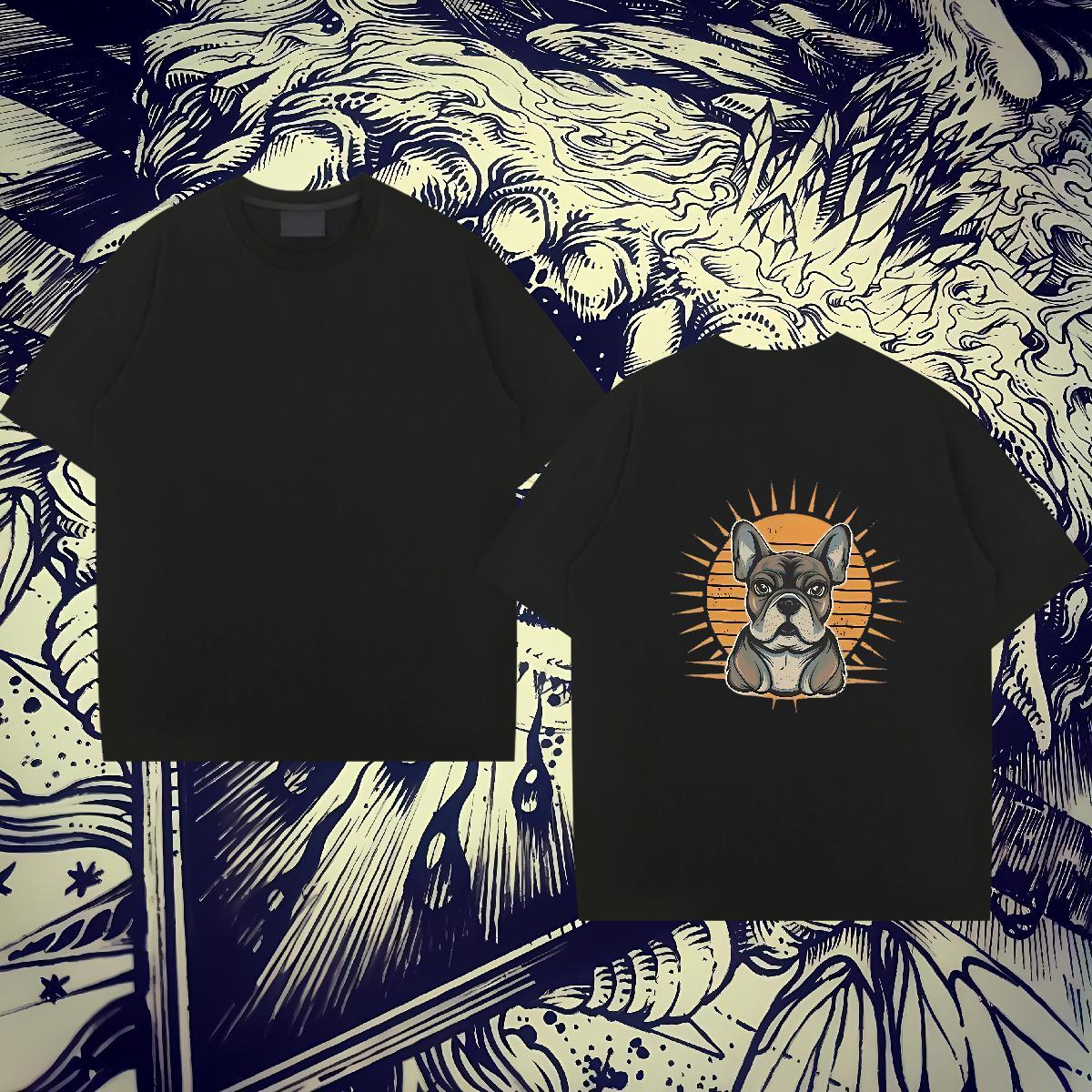Factory Direct Mens T Shirts 230g Pure Cotton dog Anime Printing Street Wear Breathable Classic Men Tees Black White