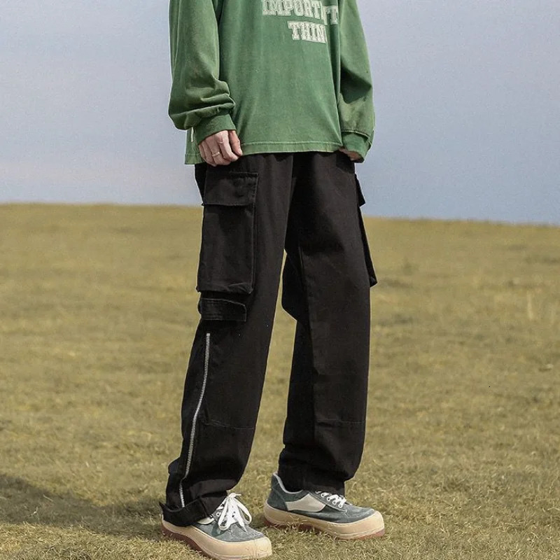 Baggy Regular Fit Cargo Pants for Men Y2k Long Casual Work Korean Style Emo Outdoor Slacks Camo Loose Slim Straight Trousers Man 240806
