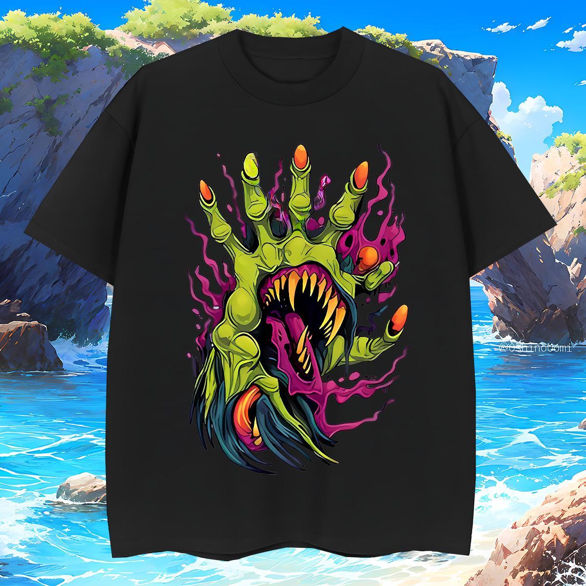 T shirt 230g 100% Cotton scary Street Breathable Soft Floral Print Tshirt for Man Woman Designer Fashion Unisex Tops