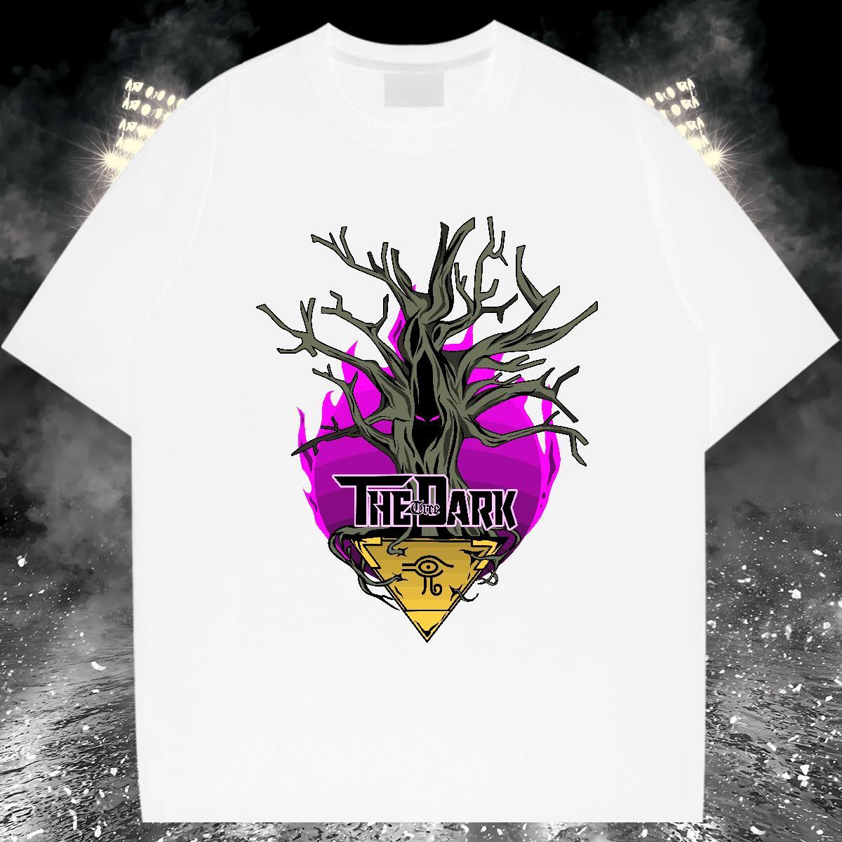 Customized T Shirt For Man 230g Cotton tree Anime Printing Street Tee Shirt Breathable Soft Men Tees White Plus Size