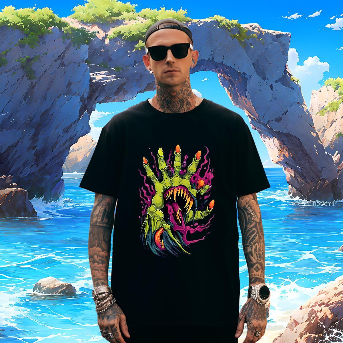 T shirt 230g 100% Cotton scary Street Breathable Soft Floral Print Tshirt for Man Woman Designer Fashion Unisex Tops