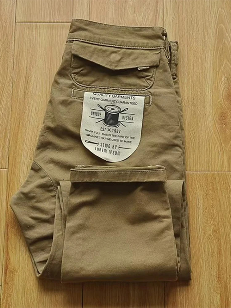 Cargo Pants Men Causal Fashion High Waist Loose Straight Man Spring Quality Chic Solid Trousers 240806