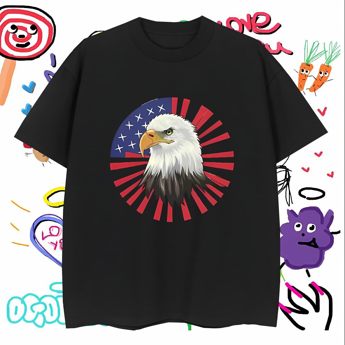 2024 Designer Mens T Shirts 230g Pure Cotton eagle Street wear Hip Hop Polos Round Neck Short Sleeve Popular Men Tshirts Custom Big Size