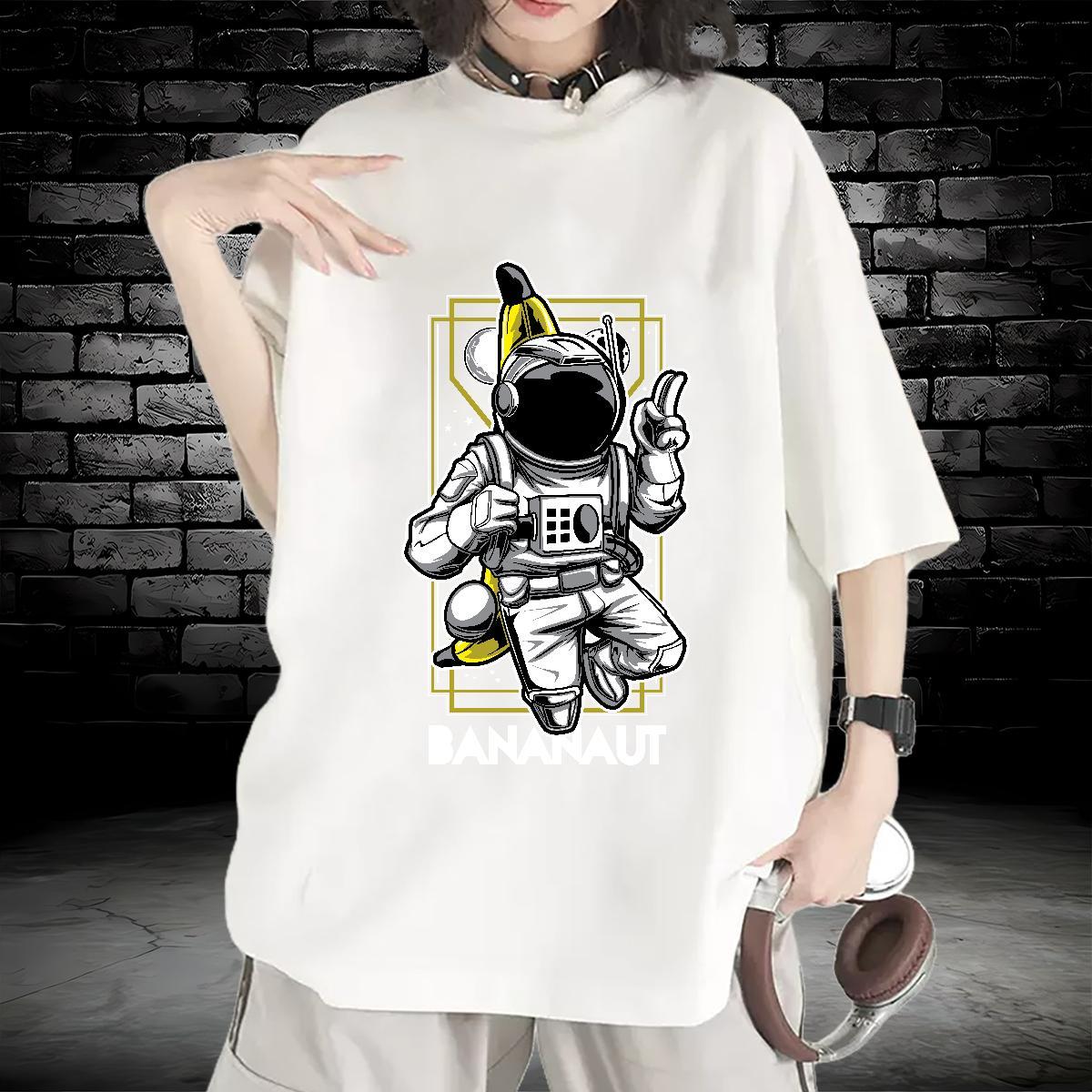 Soft Lady T shirt 230g Cotton planet Hip Hop Street T-Shirts Breathable Crew Neck Black White Tops Shirt
