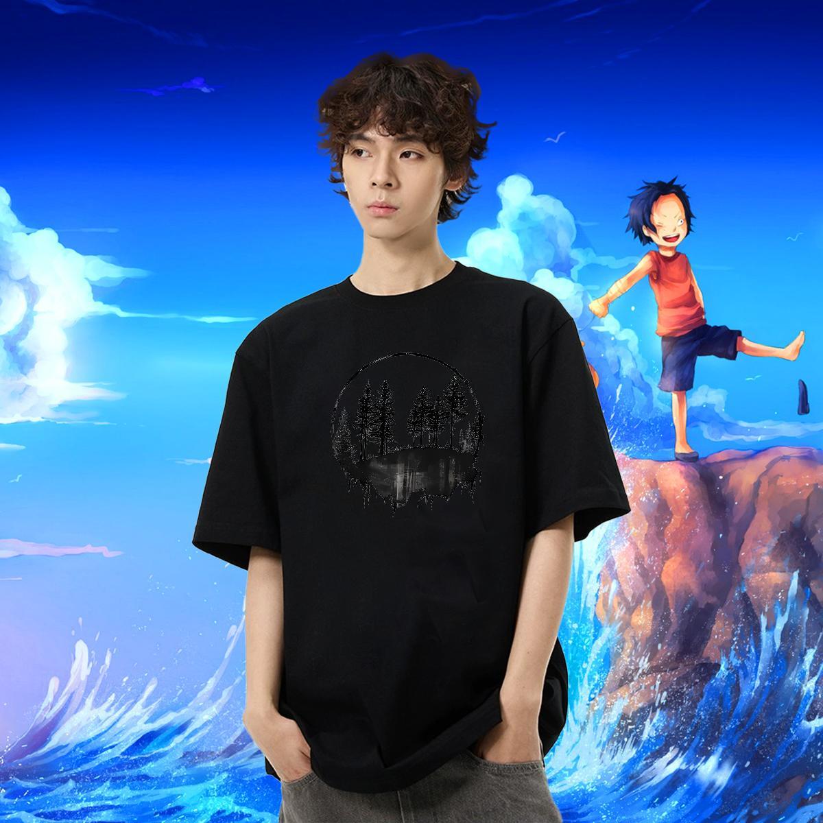 Customized T Shirts Men 230g Pure Cotton tree Summer Casual Tops Shirt O-Neck Short Sleeve Designer Mens Tshirts Oversized