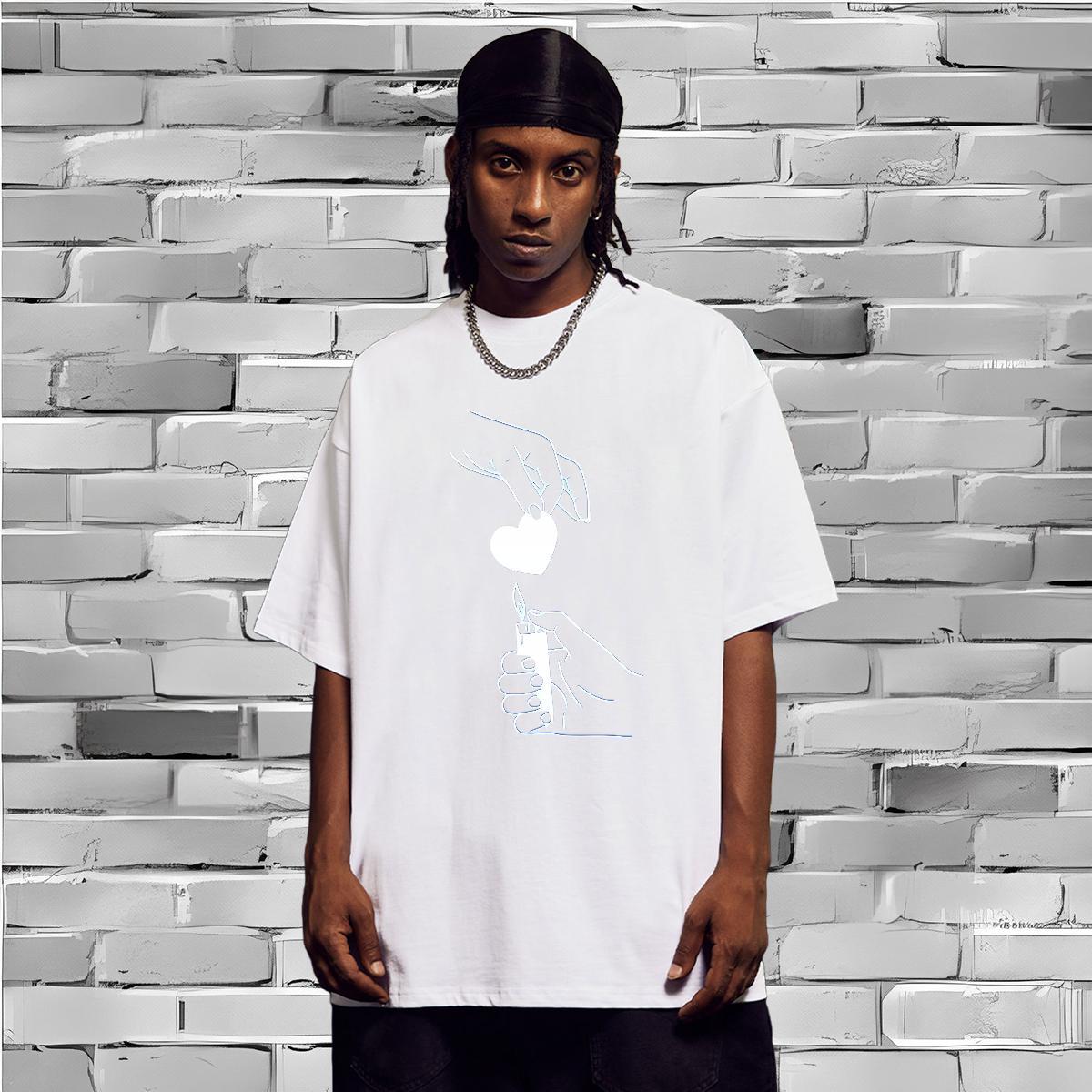 T Shirt For Man 230g Pure Cotton Hand drawn Summer Casual Crew Neck Graphic Tshirt for Man Woman Free Shipping Cool Tops Tees