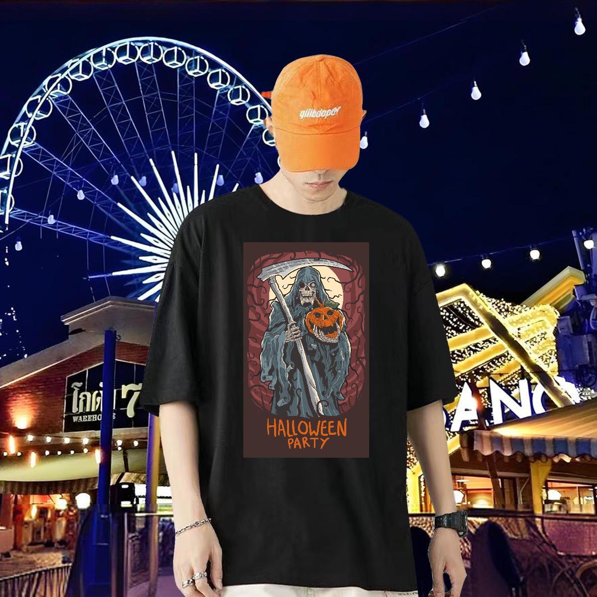 Stylist Man T Shirts 230g 100% Cotton demon Street Wear Tops Shirt Breathable Crew Neck Cool Men Tops Tees Anime Print