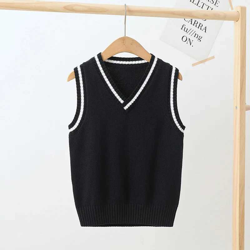 School childrens knitted vest preparatory style casual fully matched jacket womens spring and autumn childrens sweater 4-15 years oldW240724
