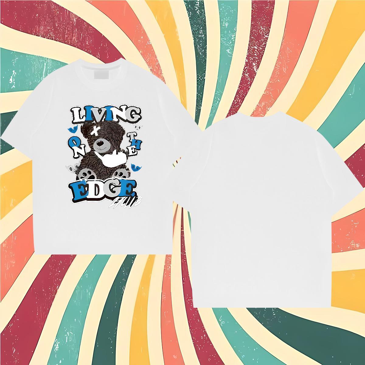 DIY Customized Man T Shirts 230g 100% Cotton bear Casual Beach Tops Round Neck Short Sleeve Designer Men Clothes T-Shirt Custom Printed