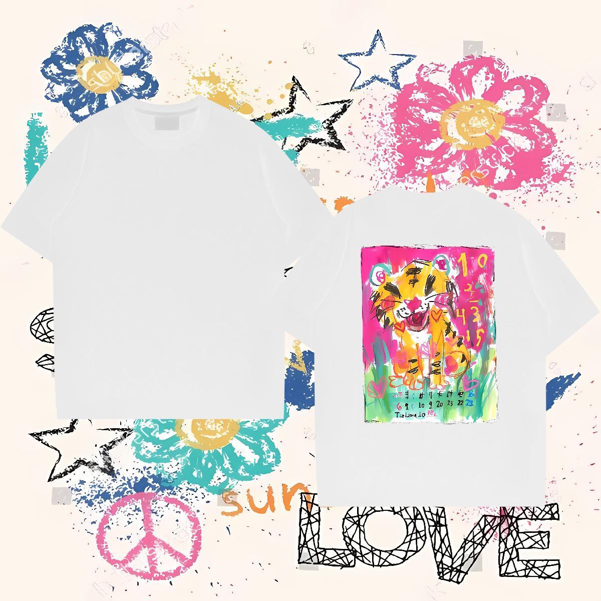 2024 DIY T Shirt For Man 230g 100% Cotton tiger Anime Printing Street Tops Tees O-Neck Short Sleeve Unisex Mens Tshirts DIY Printed