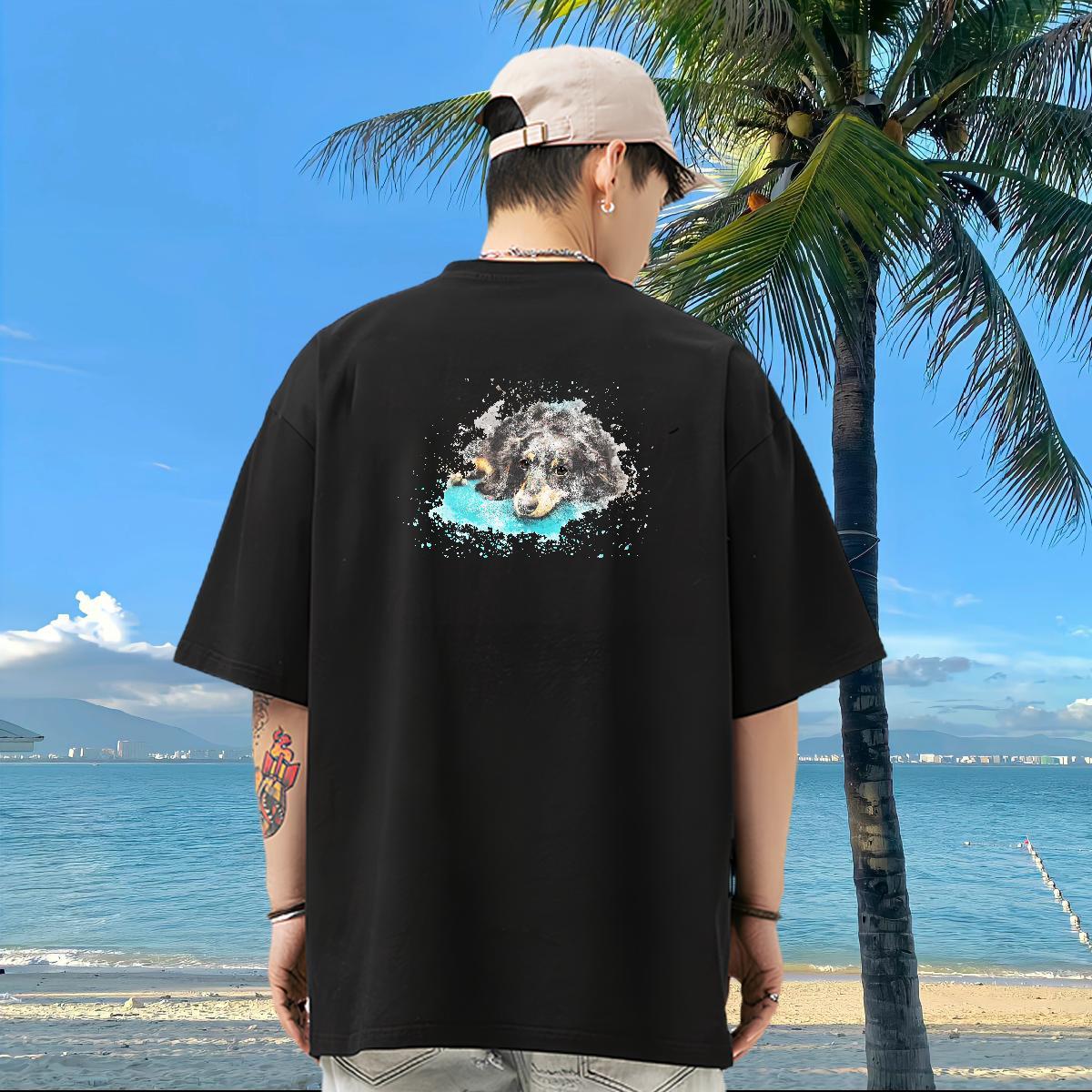 Designer Fashion T-Shirts 100% Cotton 230g dog Street Casual Wear Breathable Short Sleeve High Quality Tshirts Custom Print Plus Size