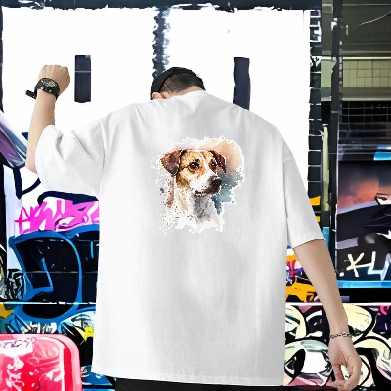 Casual New T Shirts Men 230g Cotton dog Hip Hop Clothes Breathable Soft Loose Fit Men Tees Custom Anime