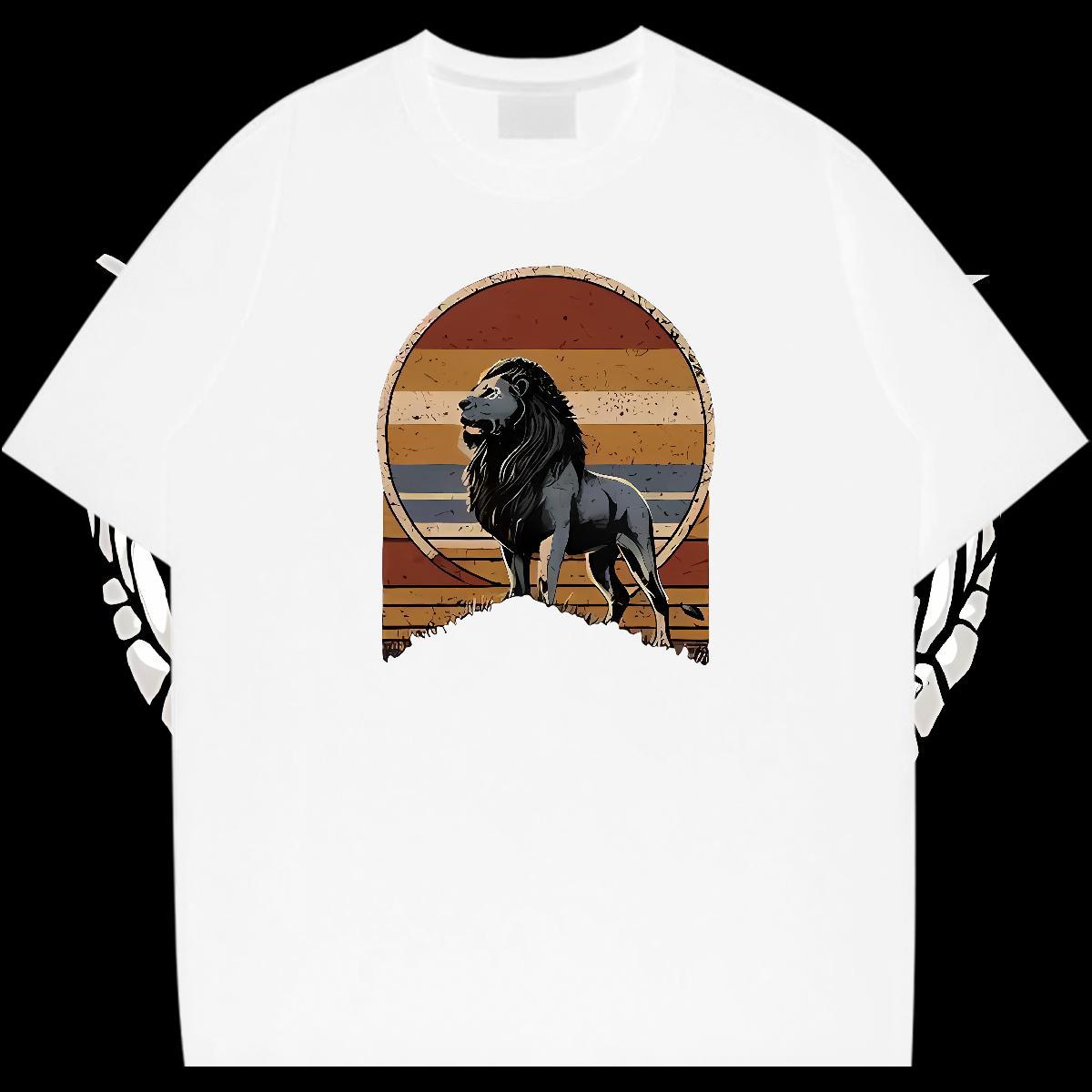 2024 DIY T shirt 230g Pure Cotton lion Summer Casual Polos Round Neck Short Sleeve Popular Tshirt for Man Woman Custom Print Plus Size
