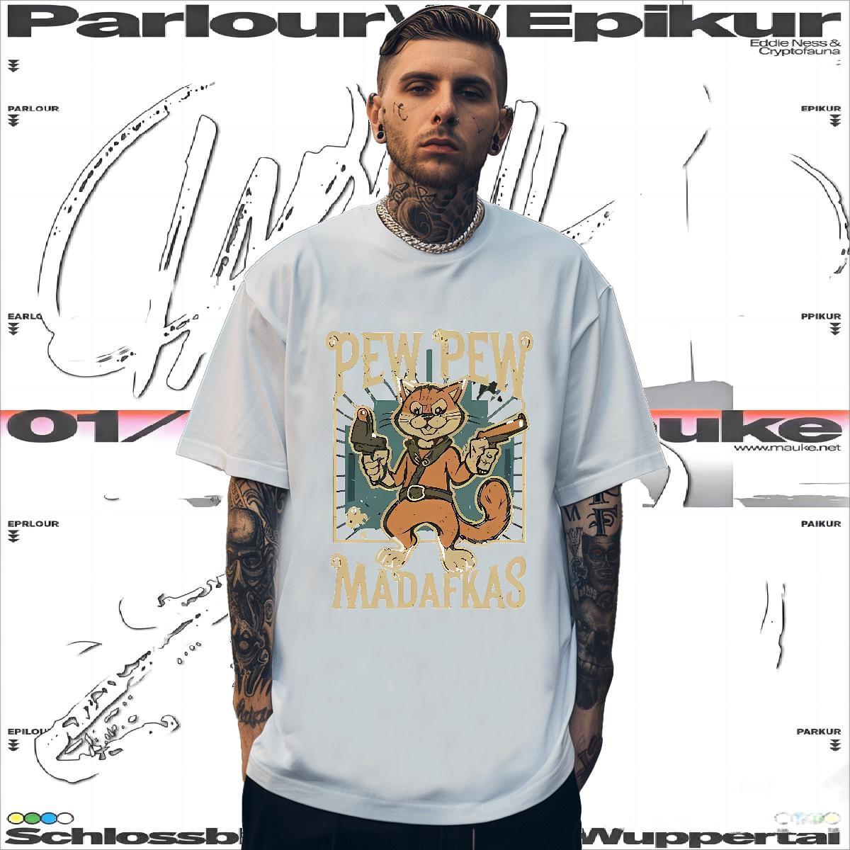 Loose Couples T Shirts 230g 100% Cotton squirrel T-Shirts for Men Daily Wear O-Neck Short Sleeve Custom Print Oversized Classic Tees