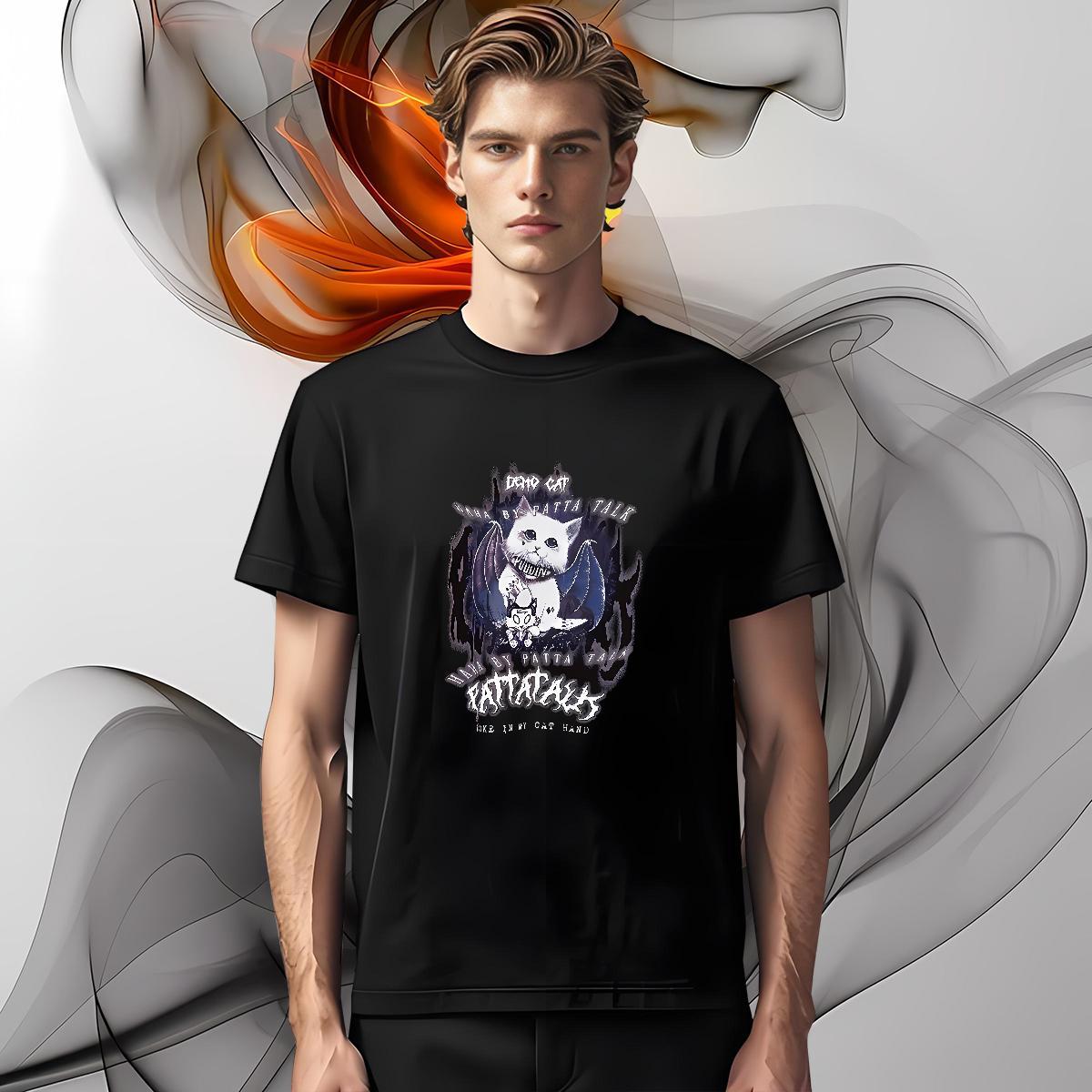 DIY Customized Mens T Shirts 230g Cotton cat Hip Hop Street Tees Breathable Short Sleeve Soft Tshirt for Man Woman Anime Print