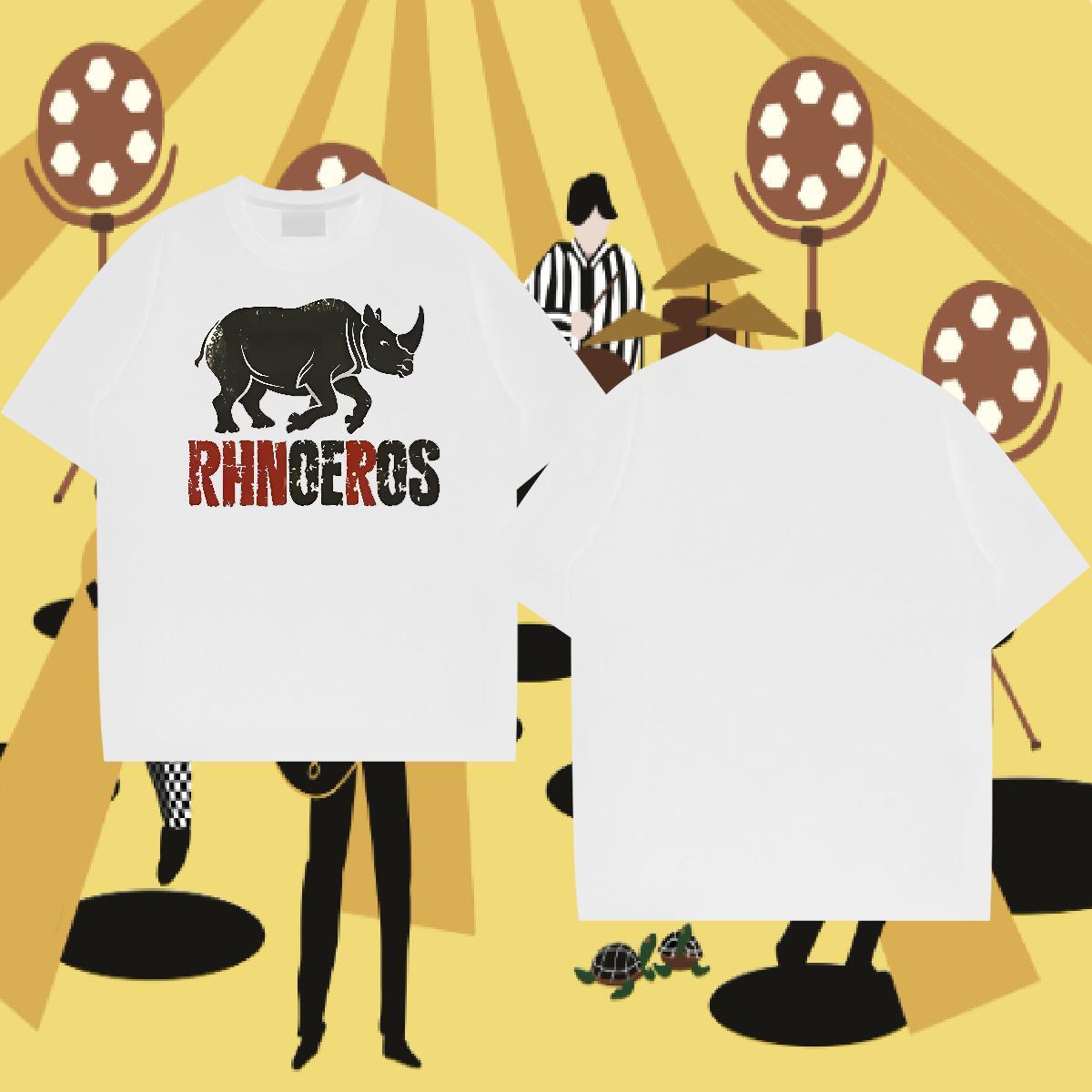 Casual New T Shirts Men 230g Pure Cotton rhinoceros Street Casual Wear Breathable Soft Popular Tshirt for Man Woman Oversized 3XL 4XL