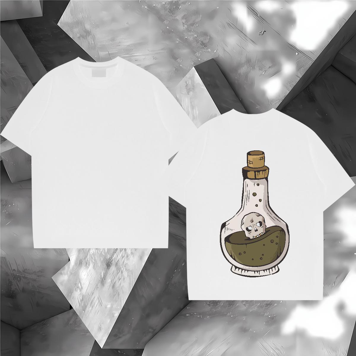 Free Shipping T shirt 230g 100% Cotton skull High Street Hip Hop Tops Shirt Short Sleeve Soft Classic Men Clothes T-Shirt Anime Print