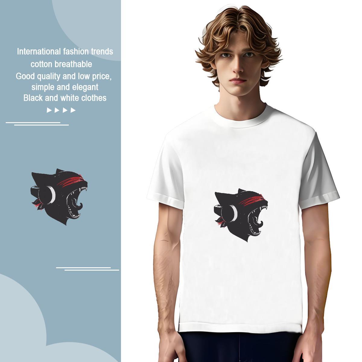 T-Shirts 230g Cotton cat Home Outdoor Crew Neck Breathable Black White Men Tshirts Factory Direct Loose Polos