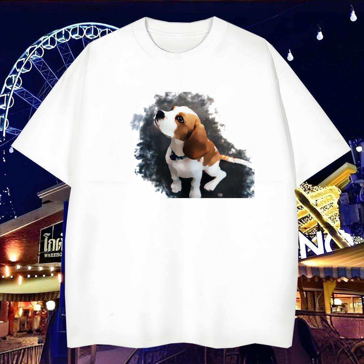 T shirt 230g 100% Cotton dog Street Crew Neck Asian Size Couples T Shirts Classic Designer Polos