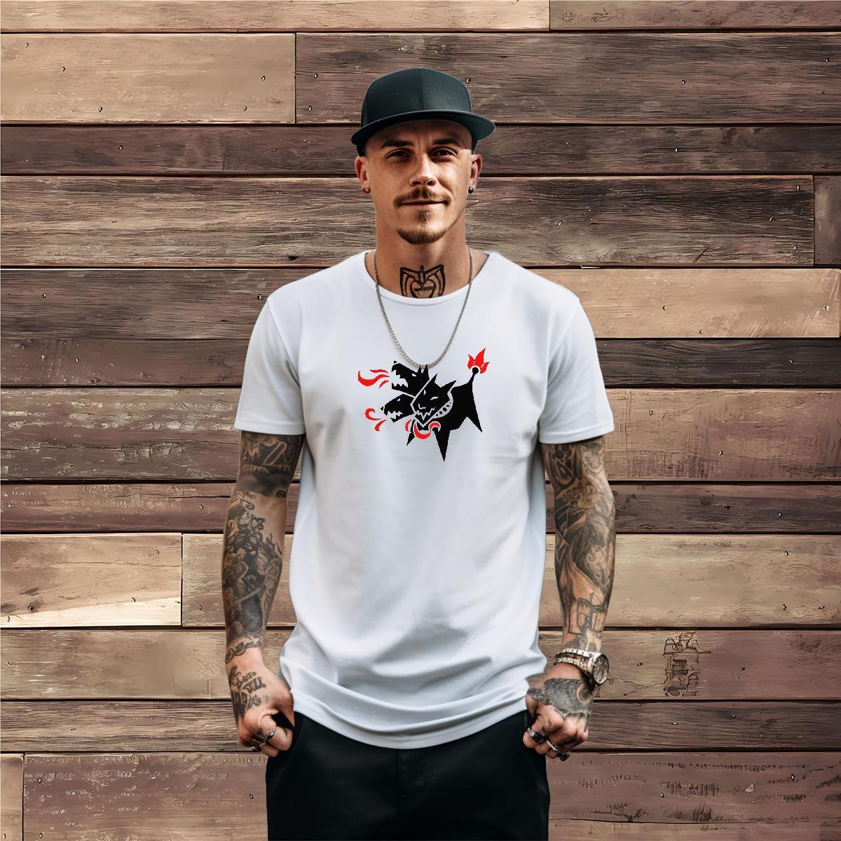 2024 DIY T-Shirts for Men 230g 100% Cotton wolf Casual Tops Tees Breathable Crew Neck Cool Men Clothes T-Shirt Black Oversized
