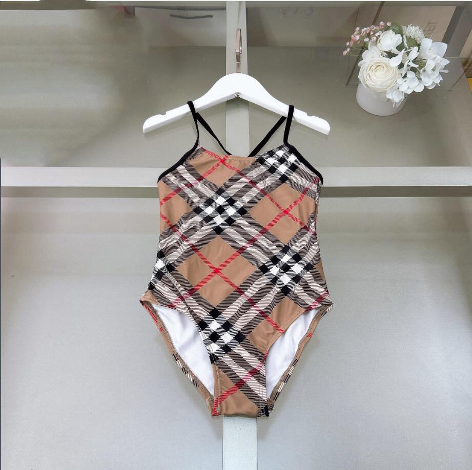 Summer Girls Plaid One-Pieces Bikini Swimsuit Cute Kids Infant Bathing Suits Baby Girl Beach Swimwear Children Swimming Wear