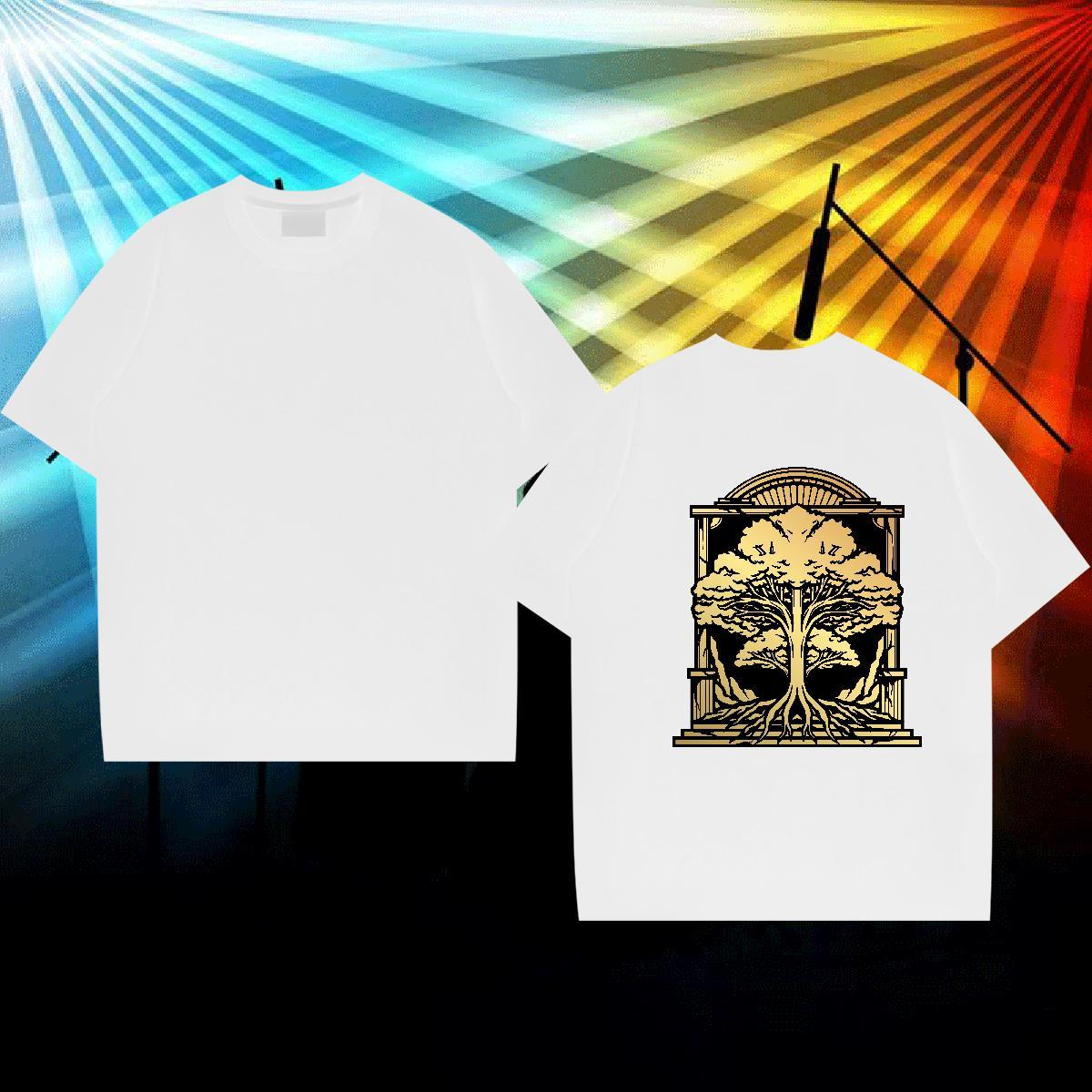 2024 Summer T-Shirts for Men 230g Cotton tree Home Outdoor Clothings Crew Neck Breathable Loose Fit Men Tshirts Customized