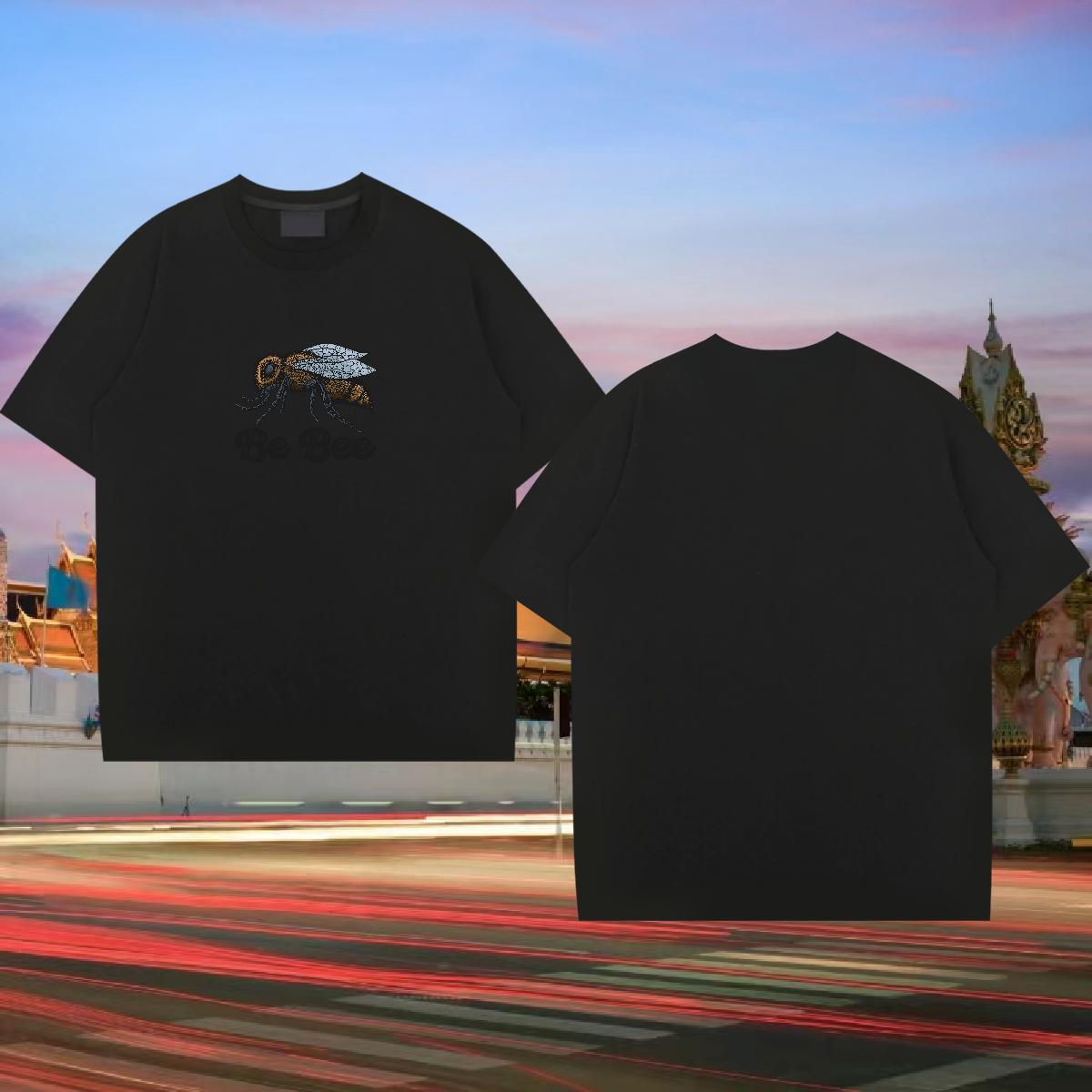 New Arrival Man T Shirts 230g Cotton bee Anime Printing Street Wear Short Sleeve O-Neck High Quality Couples T Shirts Floral Print