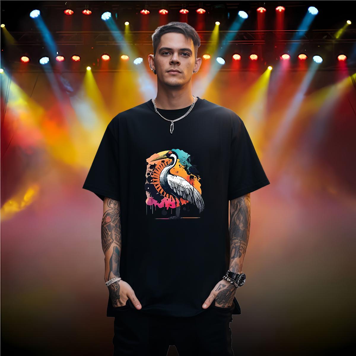 T-Shirts 230g Pure Cotton bird Casual O-Neck Short Sleeve Custom Big Size Mens Tshirts 2024 New Comfortable Tops