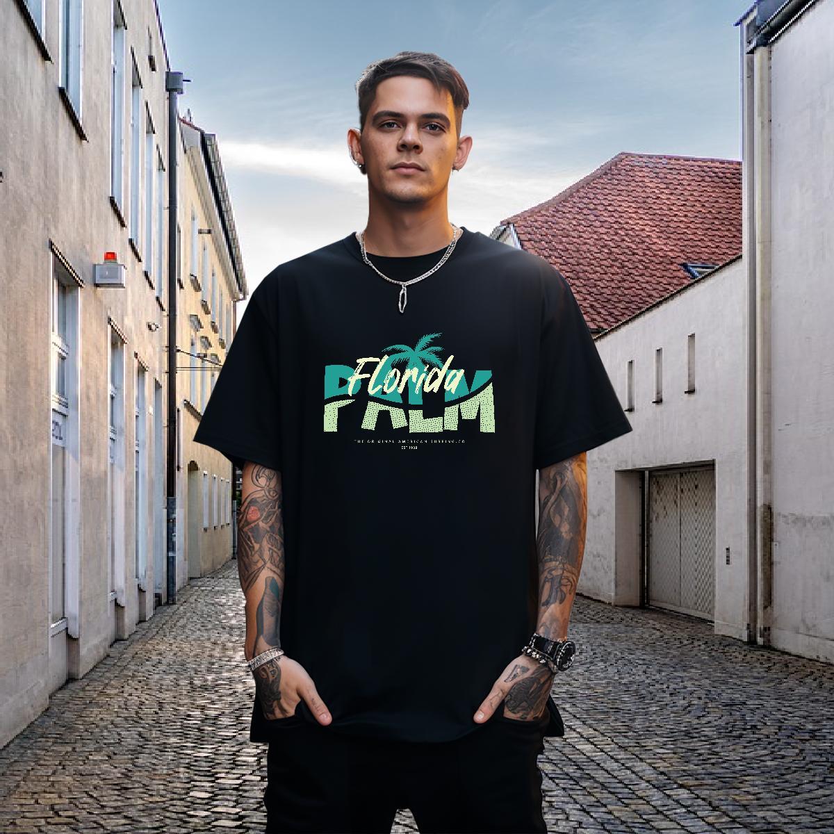 Classic Mens T Shirts 100% Cotton 230g tree Casual Clothes Breathable Short Sleeve TOP Quality Men Tees Customized Print