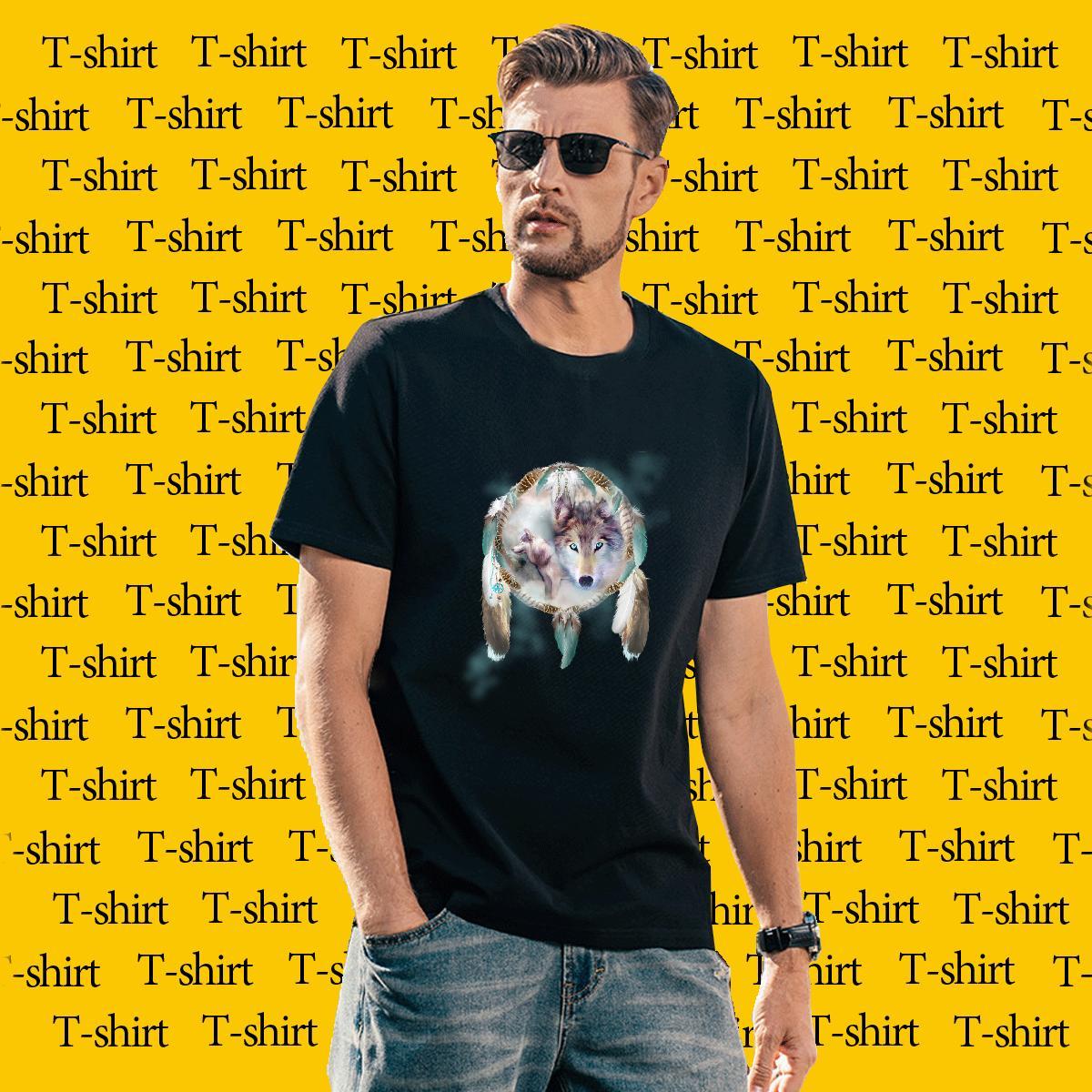 Unisex Men Tshirts 230g Pure Cotton wolf T shirt Street Breathable Short Sleeve DIY Factory Direct Wear