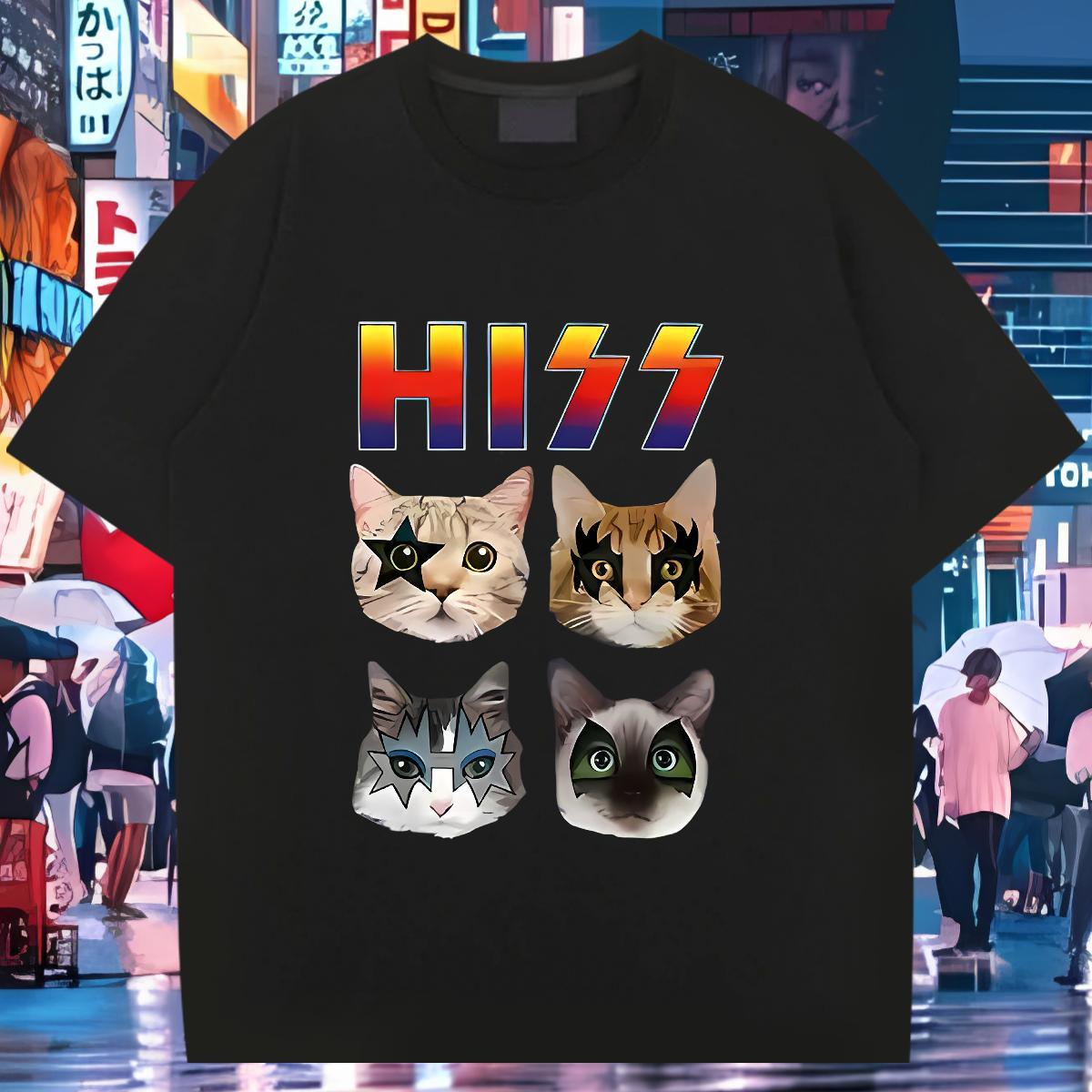 2024 DIY Man T Shirts 230g Cotton cat Anime Printing Street Clothes Breathable Crew Neck Designer Men Tshirts Custom Printed